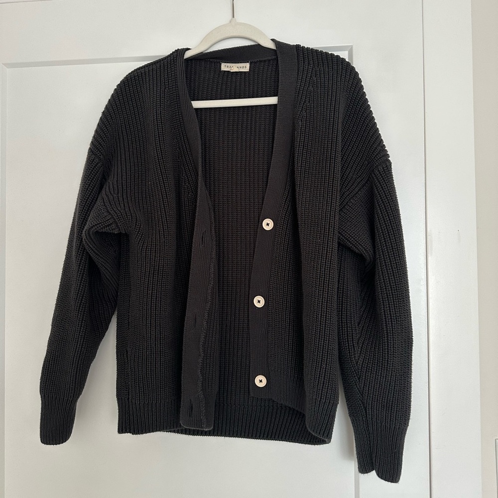 Tradlands Shelter Cotton Cardigan in Storm Size Large